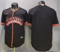 Black San Diego Giants baseball jersey shown on mannequins from the front and back, featuring orange trim, a large 'GIANTES' logo across the chest, and a visible Nike swoosh.