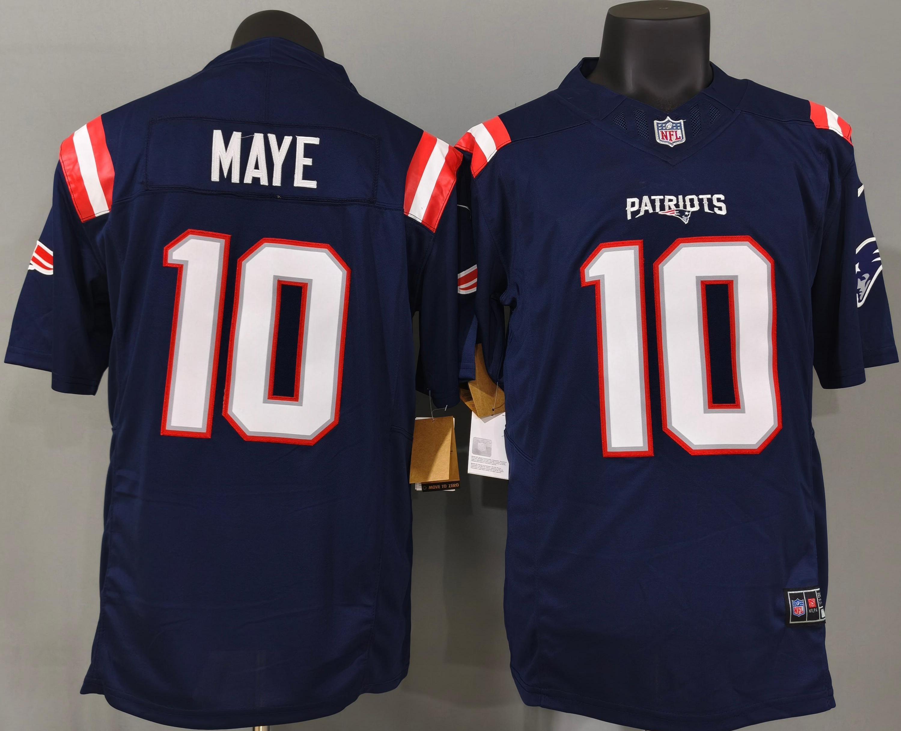 Drake Maye #10 New England Patriots Game Jersey