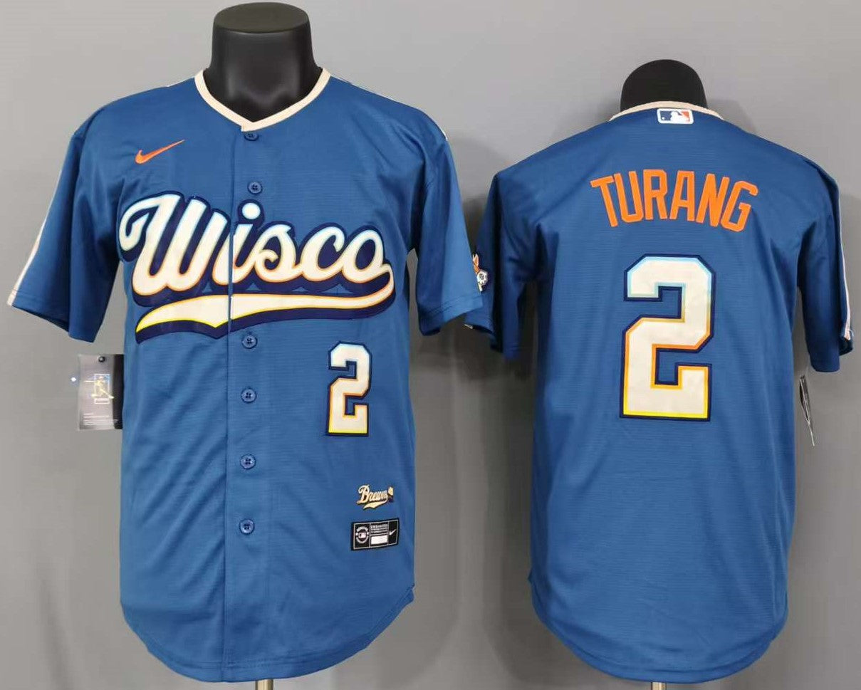 Milwaukee Brewers Brice Turang #2 Baseball Jersey
